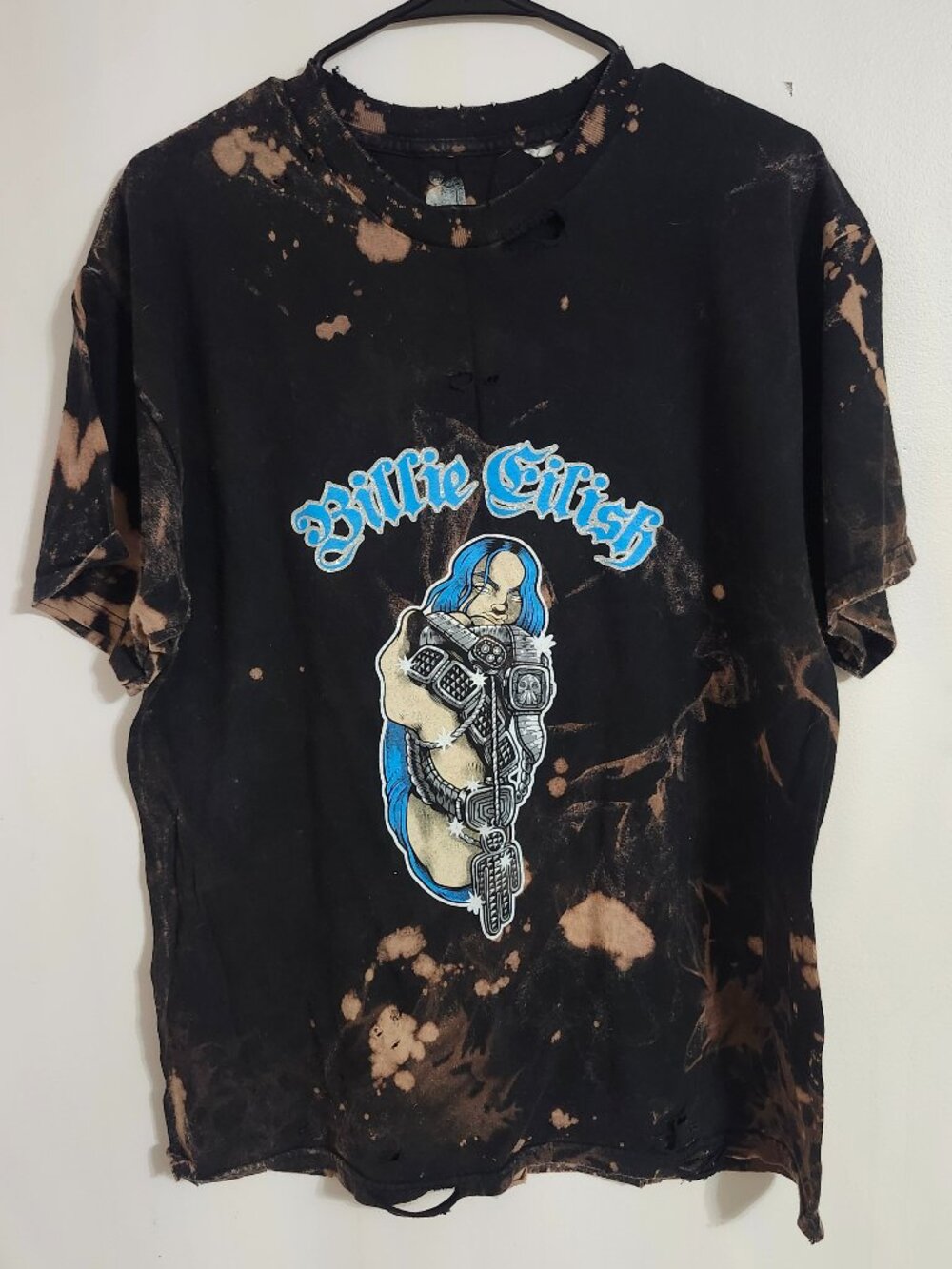 Bleached and distressed Billie Eilish shirt size L